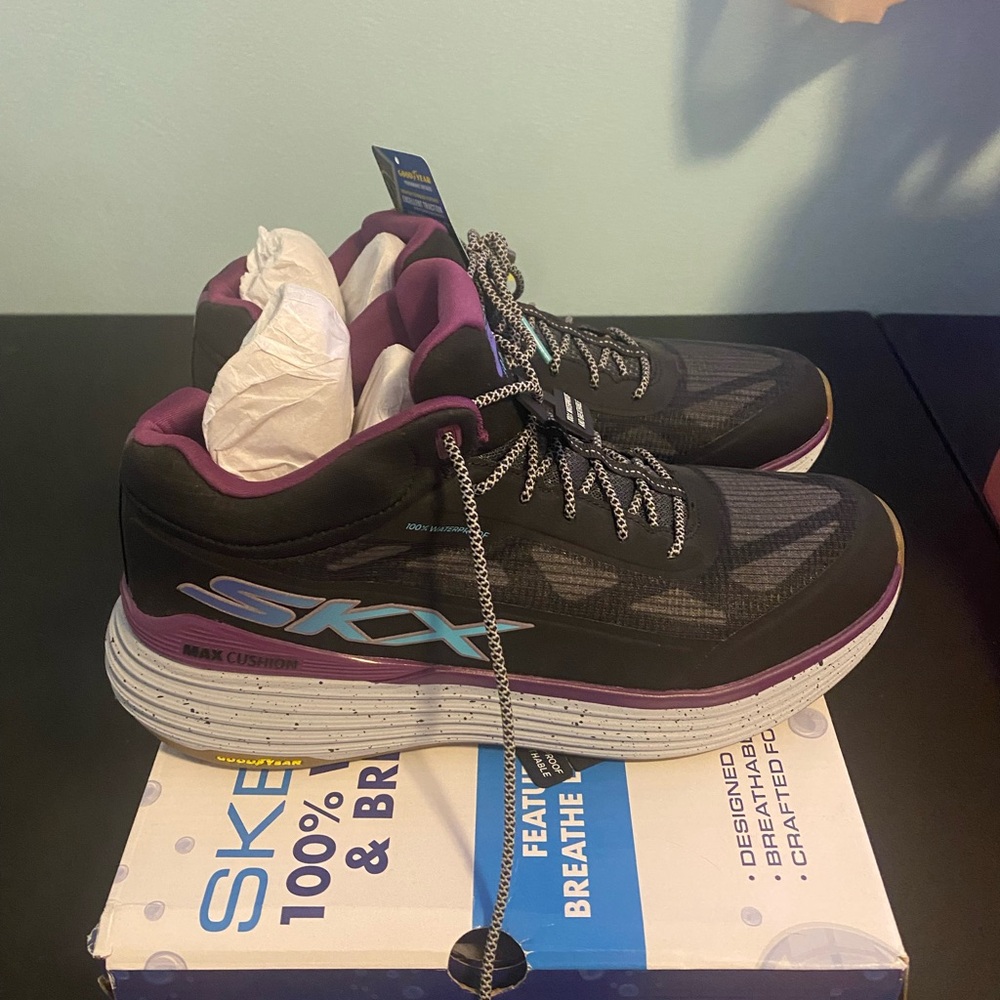 Skechers Black and Purple Waterproof Shoes